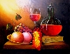 Stillleben Obst und Wein