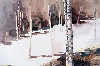 Schneefeld mit 2 Birken Aug 2012 Aquarell auf Btten 35x60cm  